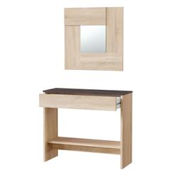 Console in wood and natural/brown glass, 92x33x79 cm | HI