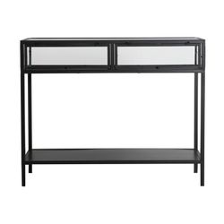 Kilrea iron and glass console in black, 100 x 35 x 80 cm