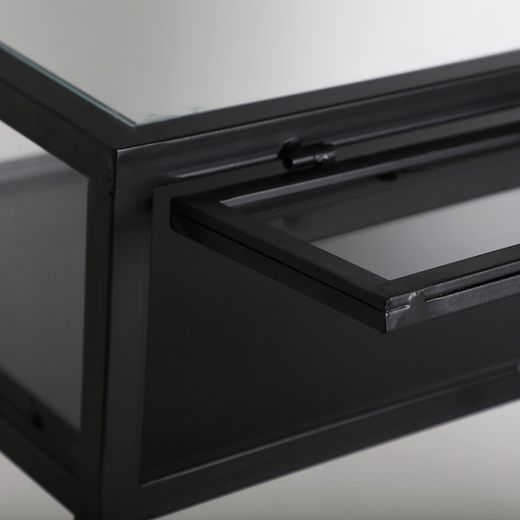 Kilrea iron and glass console in black, 100 x 35 x 80 cm