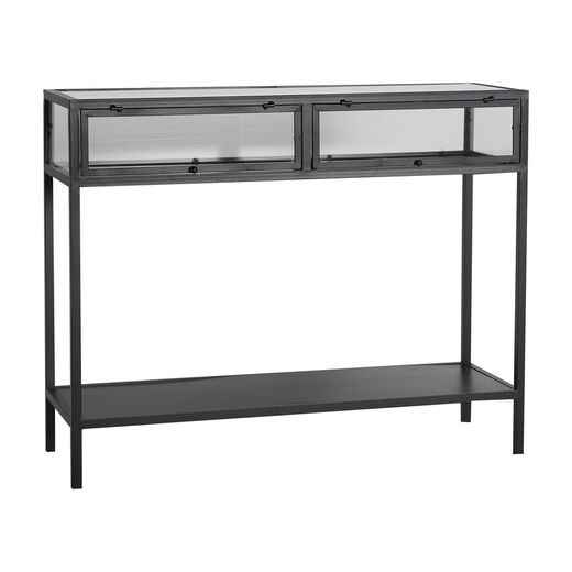 Kilrea iron and glass console in black, 100 x 35 x 80 cm
