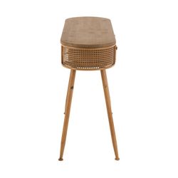 Rounded Console Table with 2 Brown Metal and Wood Drawers, 121x38x82 cm