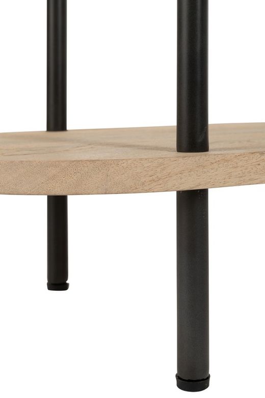 ELI ronde consoletafel in mangohout en naturel/zwart metaal, 140x40x98 cm