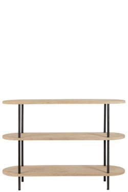 ELI ronde consoletafel in mangohout en naturel/zwart metaal, 140x40x98 cm