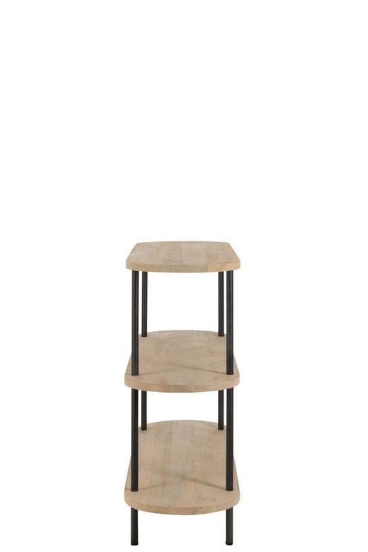 ELI ronde consoletafel in mangohout en naturel/zwart metaal, 140x40x98 cm