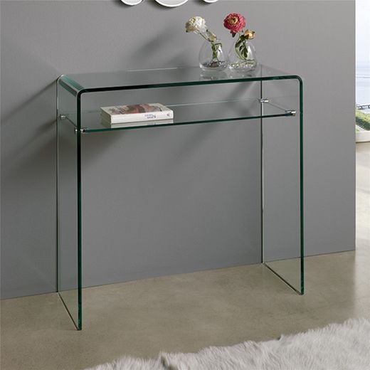 Konsola Sidney z półką ze szkła hartowanego 80 x 30 x 76 cm