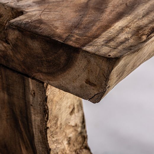 Console de madeira tropical Yelki em natural, 220 x 80 x 79 cm