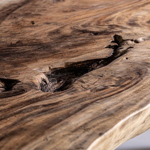 Console de madeira tropical Yelki em natural, 220 x 80 x 79 cm