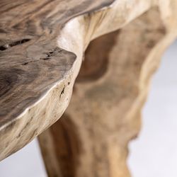 Console de madeira tropical Yelki em natural, 220 x 80 x 79 cm