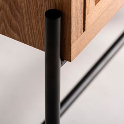 Console Zetel en fer, rotin et bois DM naturel/noir, 105 x 35 x 80 cm