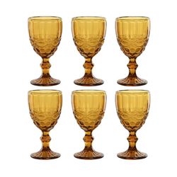 Set of 6 amber glass water glass, 8.7 x 8.7 x 17 cm | Classic Garbo