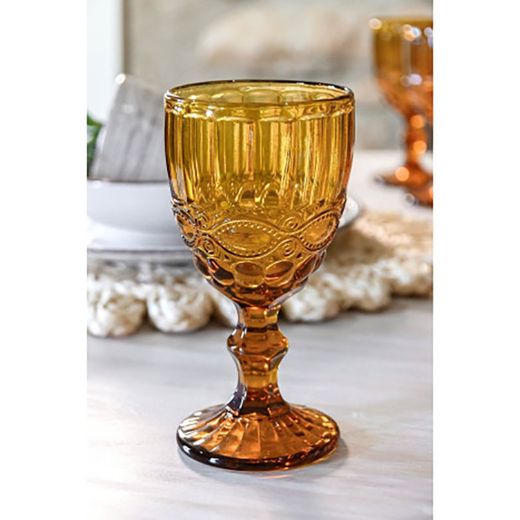 Set of 6 amber glass water glass, 8.7 x 8.7 x 17 cm | Classic Garbo