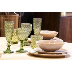 Pack of 6 glass water glasses in green | Days