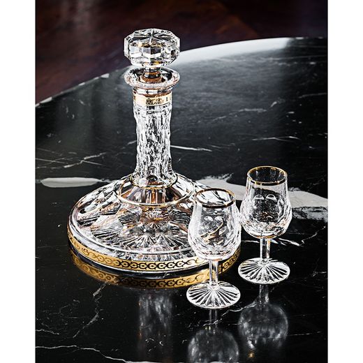 Crystal and gold liqueur glass transparent and gilded, Ø 5.7 x 11.4 cm | S. Carlos