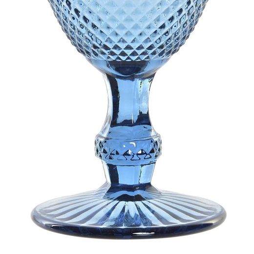 Set of 6 crystal wine glasses in blue, Ø 8 x 15.5 cm | Da Gama
