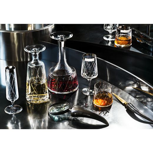 Silver and transparent crystal wine glass, Ø 8.1 x 18.9 cm | Biarritz