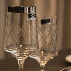 Verre à vin L en argent et verre transparent, Ø 9,7 x 21,9 cm | Biarritz