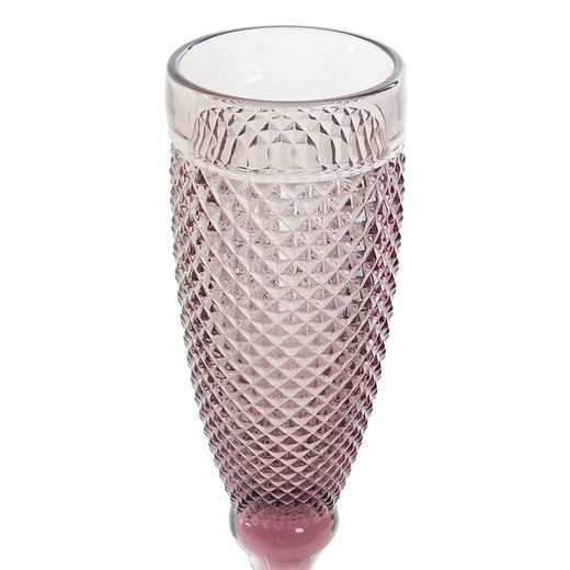 Conjunto de 6 taças para flauta em cristal rosa, Ø 7 x 20 cm | Da Gama