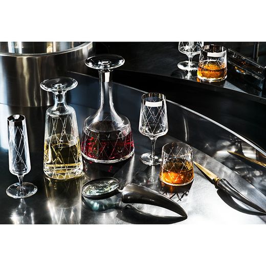 Silver and transparent crystal flute cup, Ø 8.2 x 20.9 cm | Biarritz