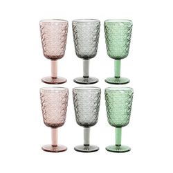 Set de 6 copas de agua y 6 vasos de cristal en multicolor | Colors