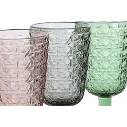 Set de 6 copas de agua y 6 vasos de cristal en multicolor | Colors