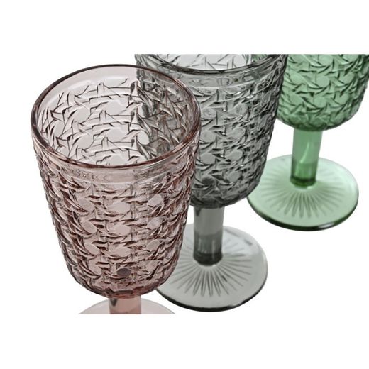 Set de 6 copas de agua y 6 vasos de cristal en multicolor | Colors