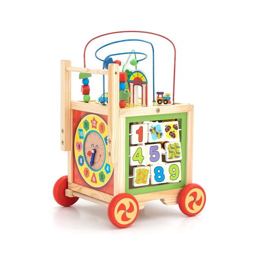 Correpasillos con multiactividades montessori de pino en multicolor, 33 x 33 x 49,5 cm | Corfù