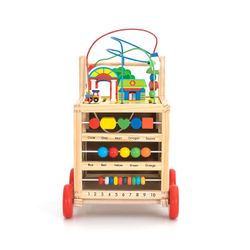 Ride-on πολλαπλών δραστηριοτήτων σε στυλ Montessori από πεύκο σε πολύχρωμο, 33x33x49,5 cm | Κέρκυρα