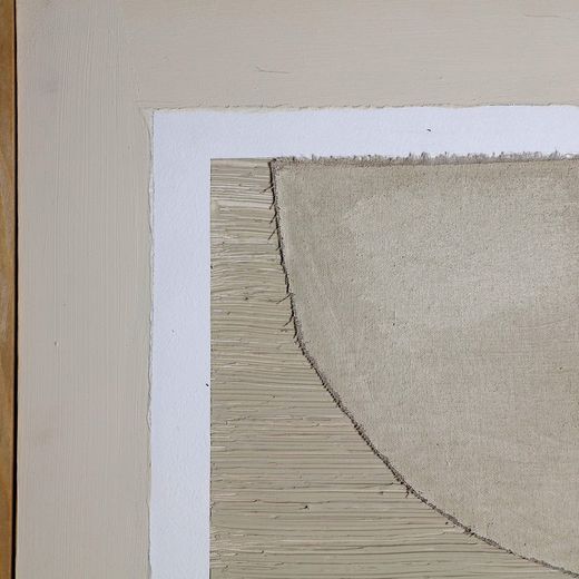 Abstrakt maleri på lærred og træ i beige og lysebrun, 90 x 5 x 120 cm | Valentine
