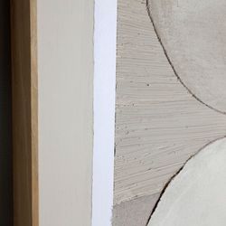 Abstrakt maleri på lærred og træ i beige og lysebrun, 90 x 5 x 120 cm | Valentine