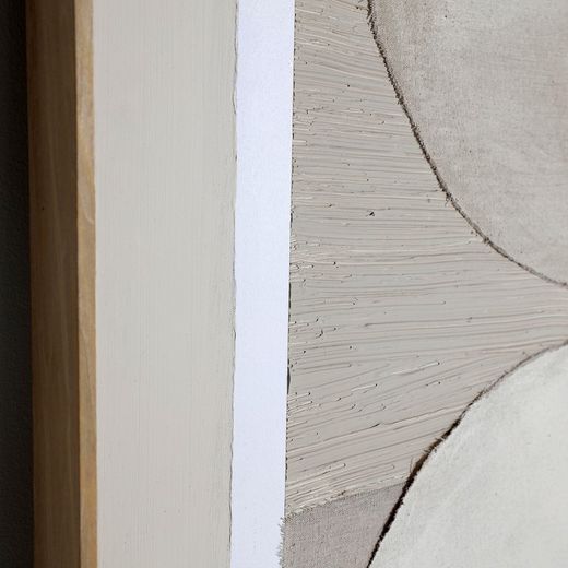 Abstrakt maleri på lærred og træ i beige og lysebrun, 90 x 5 x 120 cm | Valentine