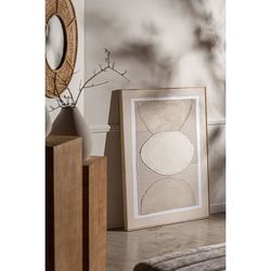 Abstrakt maleri på lærred og træ i beige og lysebrun, 90 x 5 x 120 cm | Valentine