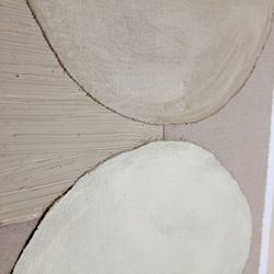 Abstrakt maleri på lærred og træ i beige og lysebrun, 90 x 5 x 120 cm | Valentine