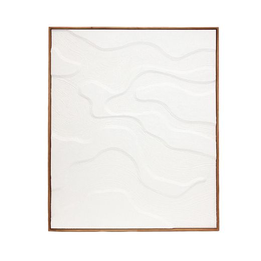 Cuadro abstracto de tejido y madera en blanco | Elafonisi