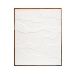 Cuadro abstracto de tejido y madera en blanco | Elounda