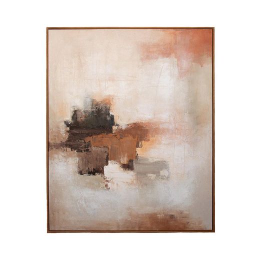 Cuadro abstracto de tejido y madera en multicolor | Bonea