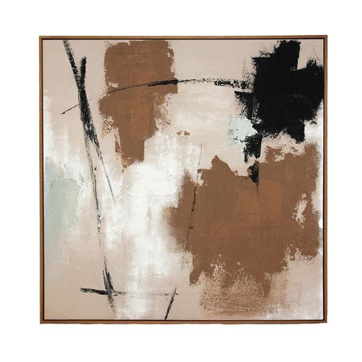 Cuadro abstracto de tejido y madera en multicolor | Esauira