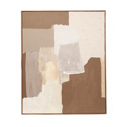 Cuadro abstracto de tejido y madera en multicolor | Habana