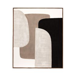 Cuadro abstracto de tejido y madera en multicolor | Kampala