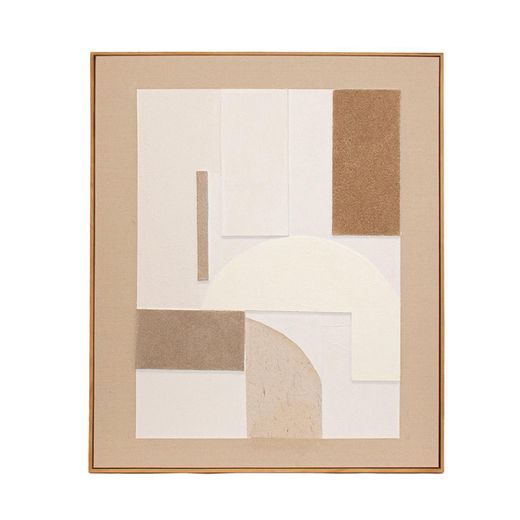 Cuadro abstracto de tejido y madera en multicolor | Kediri