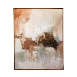 Cuadro abstracto de tejido y madera en multicolor | Kendari