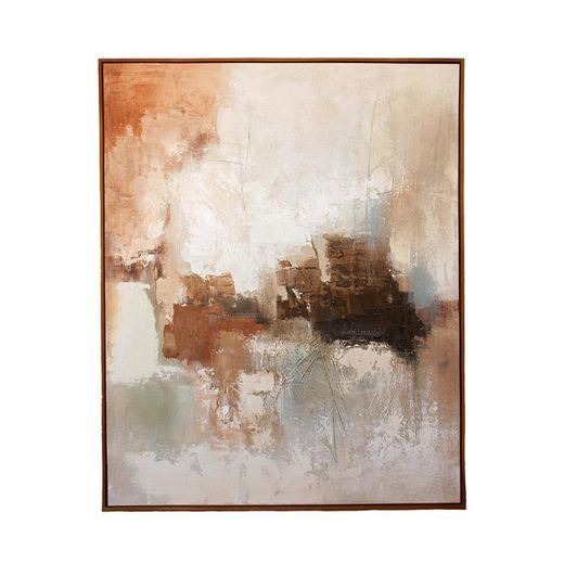 Cuadro abstracto de tejido y madera en multicolor | Kendari