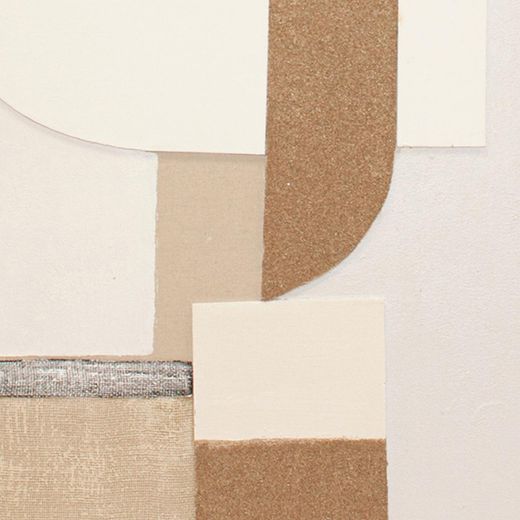Cuadro abstracto de tejido y madera en multicolor | Malang