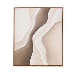 Cuadro abstracto de tejido y madera en multicolor | Sahara