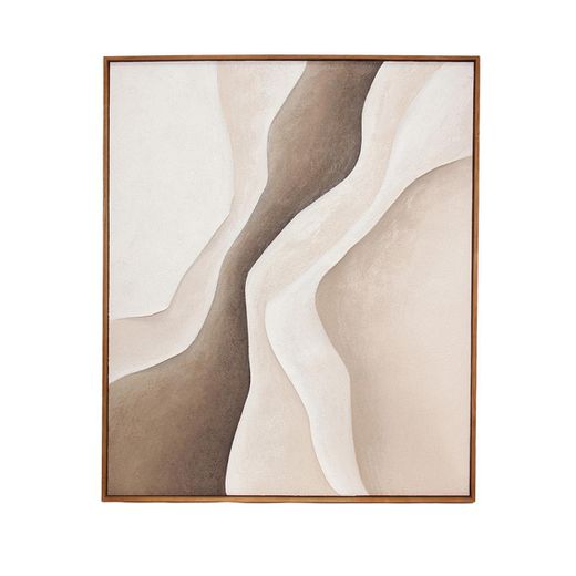 Cuadro abstracto de tejido y madera en multicolor | Sahara