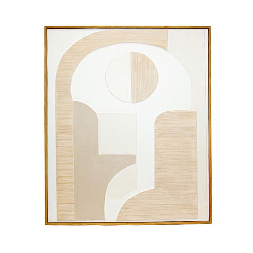 Cuadro abstracto de tejido y madera en multicolor | Torino