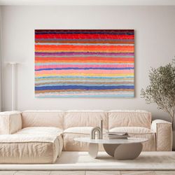 Peinture abstraite lignes horizontales couleur (200 x 140 cm) | Série abstraite
