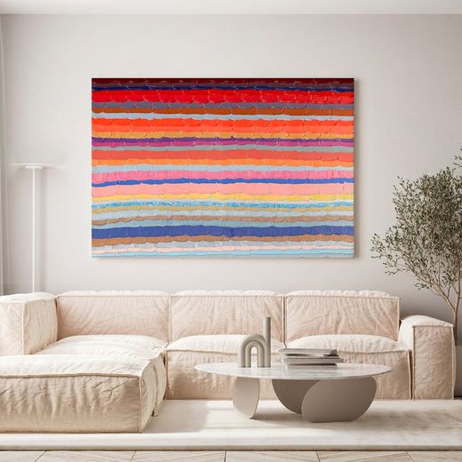 Peinture abstraite lignes horizontales couleur (200 x 140 cm) | Série abstraite