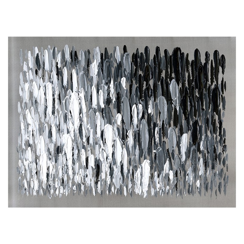 Cuadro Abstracto Pinceladas Blanco y Negro 120 x 90 cm — Qechic