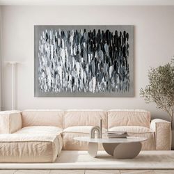 Abstrakter Rahmen Schwarz-Weiß-Pinselstriche (120 x 90 cm) | Abstrakte Serie