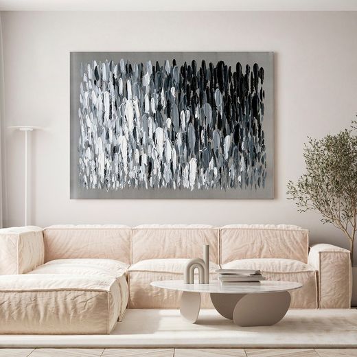 Abstrakter Rahmen Schwarz-Weiß-Pinselstriche (120 x 90 cm) | Abstrakte Serie